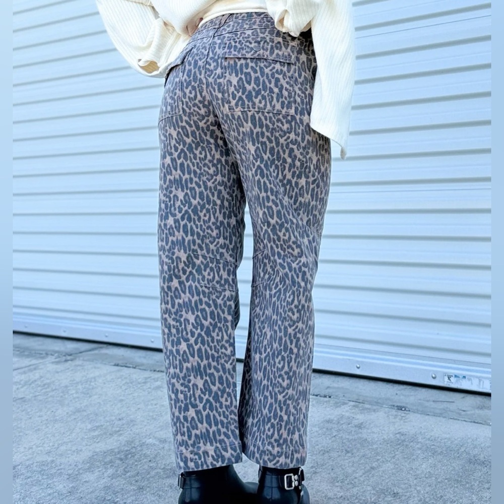 WORN ONCE Faded Brown Leopard Print Pants - Picture 2 of 4